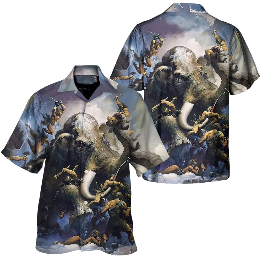 Mammoth Prehistoric Adventure Hawaiian Shirt For Summer Vacation And Beach Travel