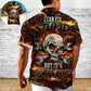 Vintage Skull Artwork Hawaiian Shirt Collar And Front View For Vacation Style