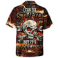 Vintage Skull Artwork Hawaiian Shirt Design View For Casual Outings
