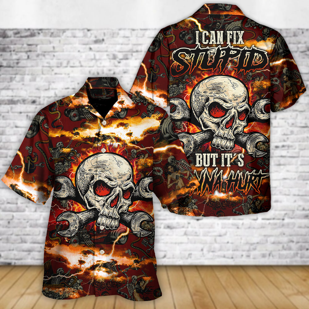 Vintage Skull Artwork Hawaiian Shirt Print Closeup For Outdoor Gatherings
