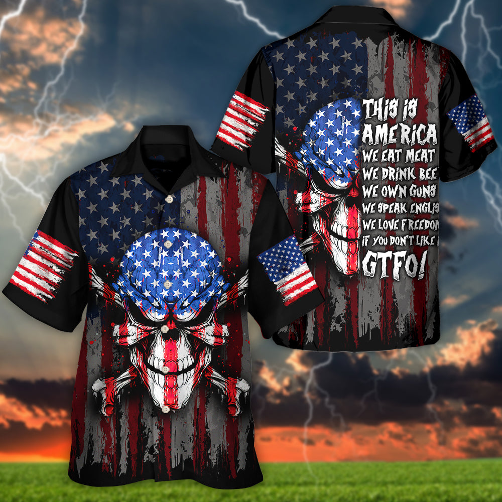 American Skull Hawaiian Shirt Artwork View For Island Holidays