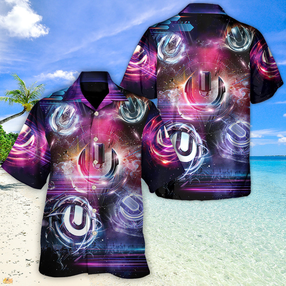 Neon Music Electronic Event Hawaiian Shirt For Summer Vacation And Beach Travel
