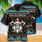 Norse Warrior Christmas Deck Halls Axes Shields Hawaiian Shirt Design Detail For Sunny Adventures And Casual Wear