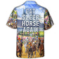 Horseback Riding Horse Hawaiian Shirt For Summer Vacation, Beach Travel, And Casual Wear