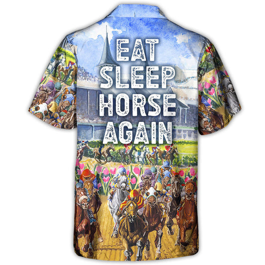 Horseback Riding Horse Hawaiian Shirt For Summer Vacation, Beach Travel, And Casual Wear