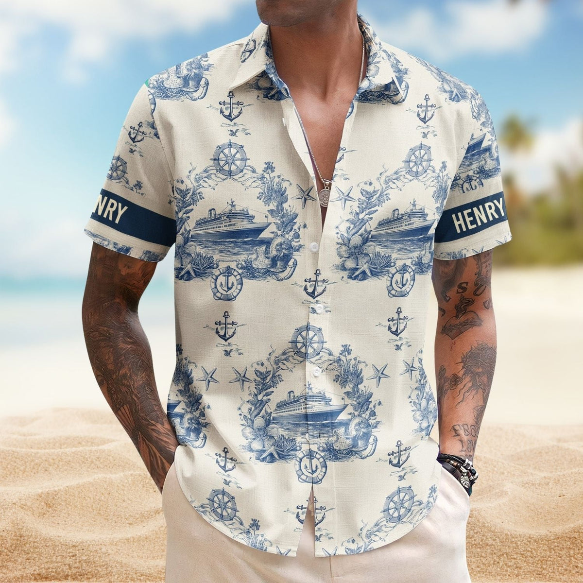 Ship Cruise Nautical Personalized Hawaiian Shirt For Summer Vacation And Beach Travel