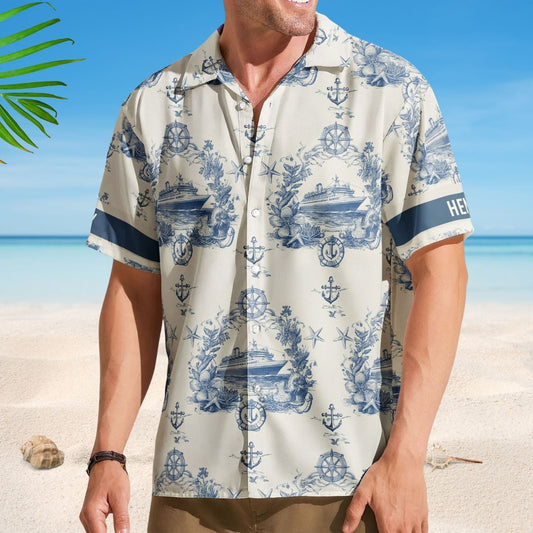 Ship Cruise Nautical Personalized Hawaiian Shirt For Summer Vacation And Beach Travel