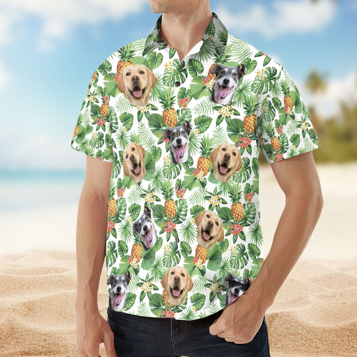 Tropical Aloha Custom Pet Face Personalized Photo Hawaiian Shirt For Personalized Vacation Style And Beach Travel
