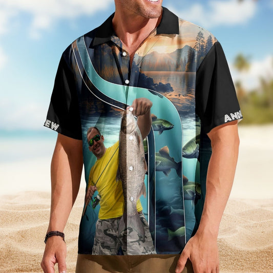 Fish Personalized Fishing Aloha Custom Photo Bass Hawaiian Shirt For Personalized Vacation Style And Beach Travel