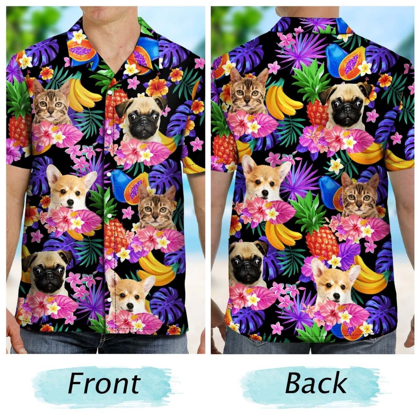 Funny Tropical Dog Custom Aloha Photo Family Hawaiian Shirt For Animal Lovers And Coastal Getaways