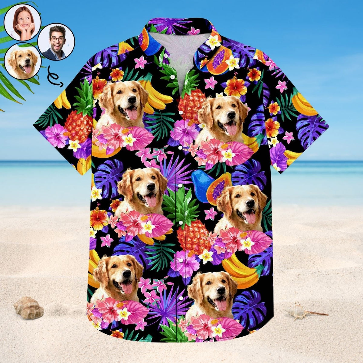 Funny Tropical Dog Custom Aloha Photo Family Hawaiian Shirt For Animal Lovers And Coastal Getaways