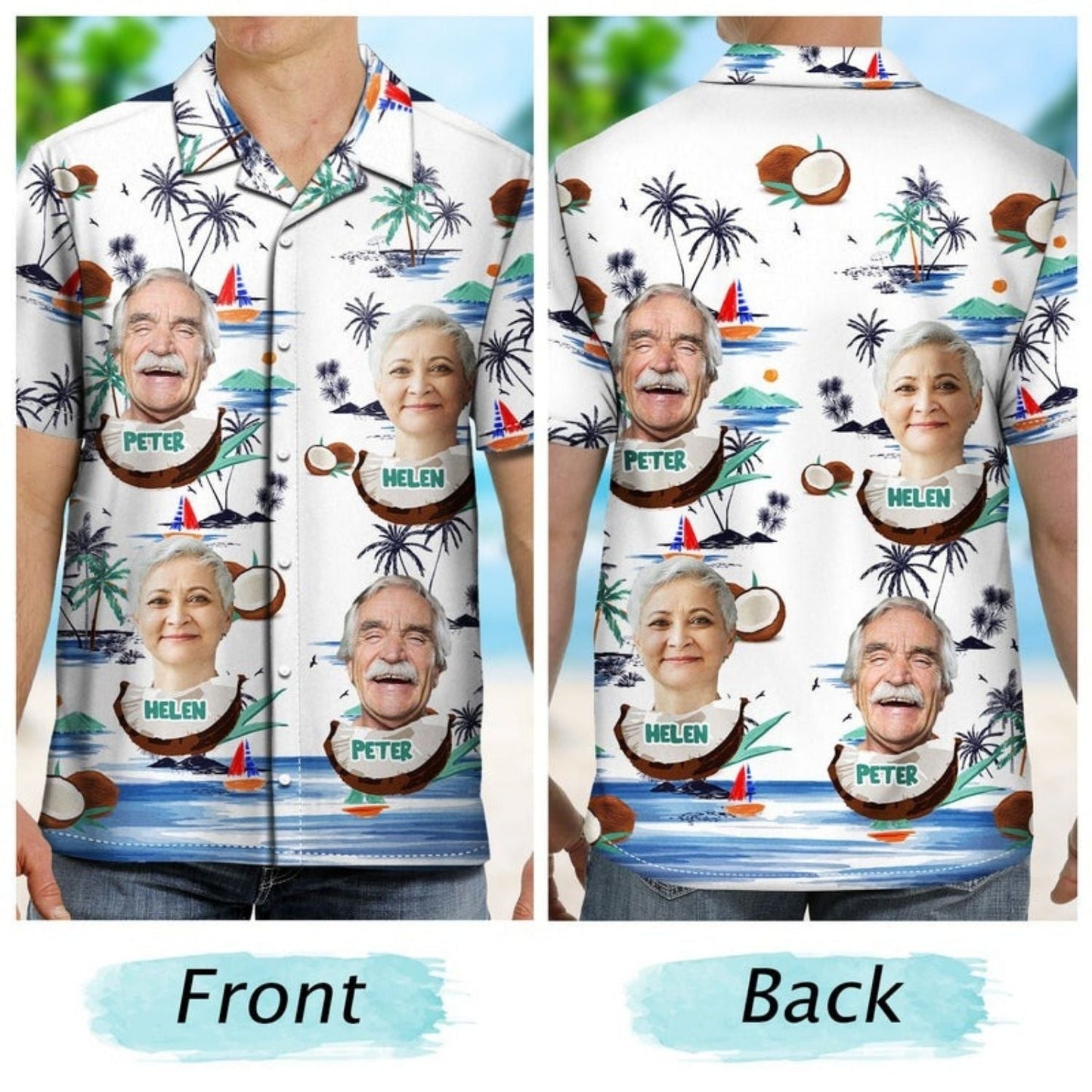 Tropical Funny Beach Custom Photo Family Face Hawaiian Shirt For Personalized Vacation Style And Beach Travel