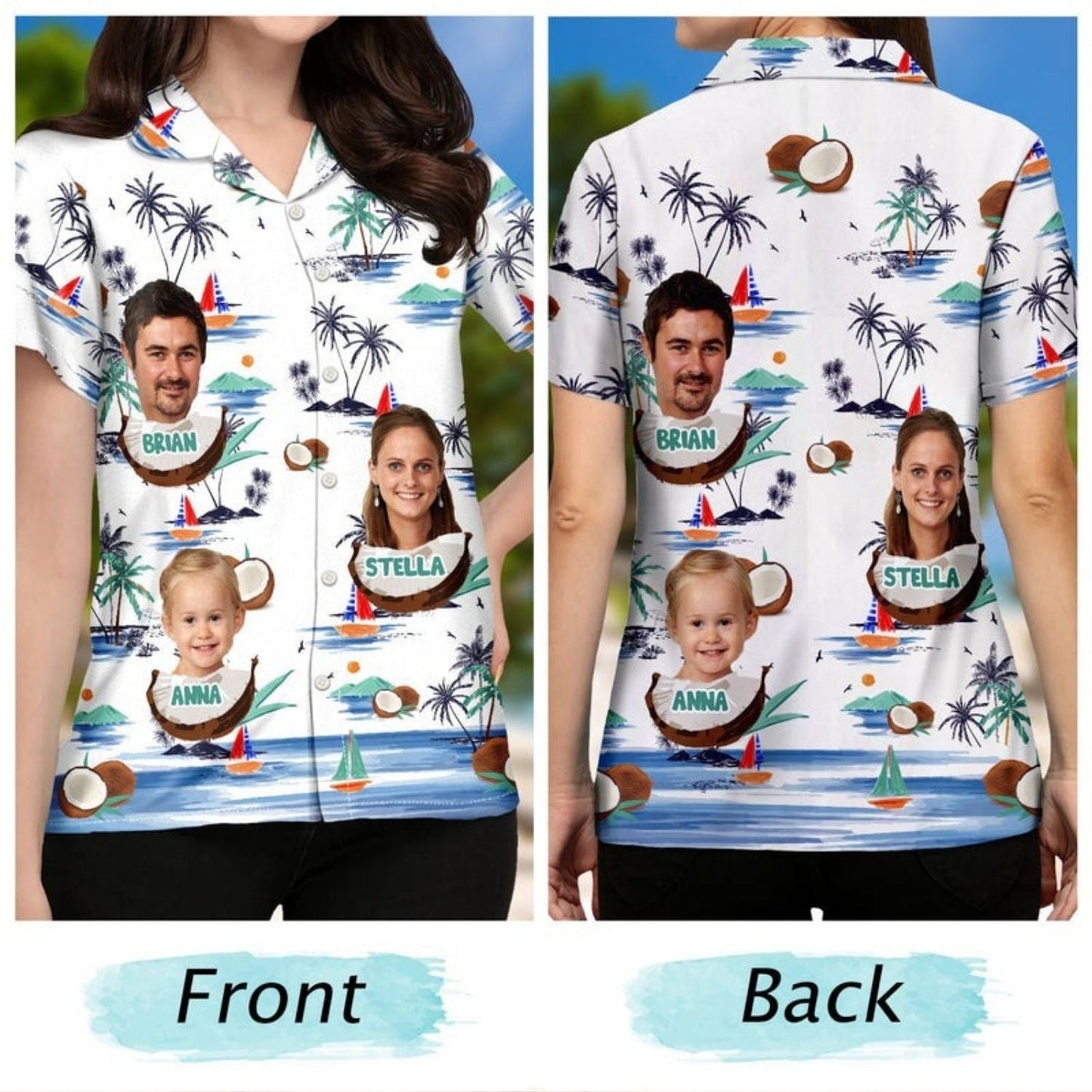 Tropical Funny Beach Custom Photo Family Face Hawaiian Shirt For Personalized Vacation Style And Beach Travel