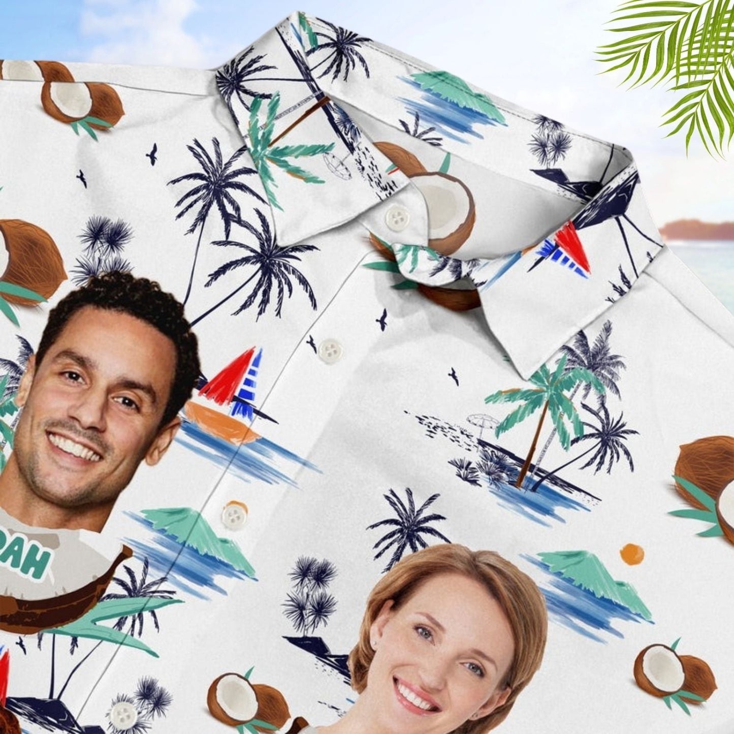 Tropical Funny Beach Custom Photo Family Face Hawaiian Shirt For Personalized Vacation Style And Beach Travel