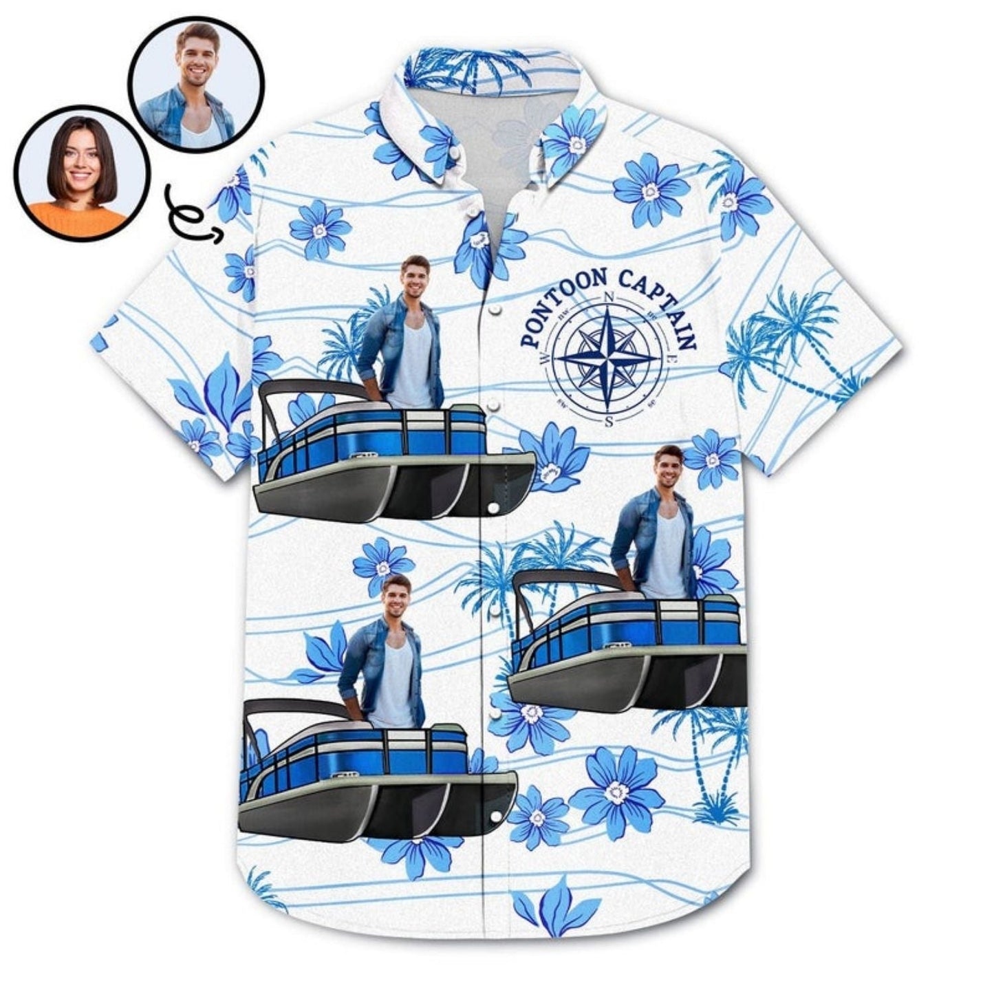 Tropical Boat Beach Vacation Custom Photo Boating Hawaiian Shirt For Beach Days And Outdoor Gatherings