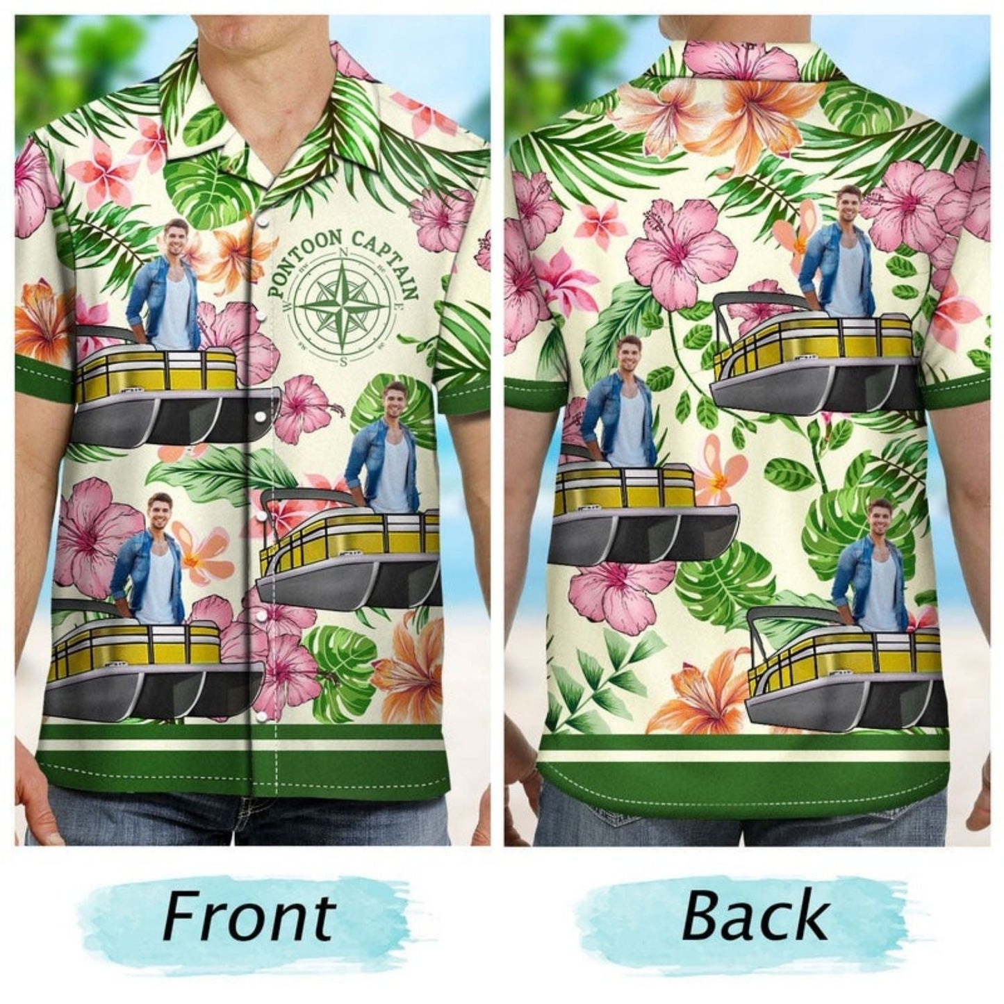 Tropical Boat Beach Vacation Custom Photo Boating Hawaiian Shirt For Beach Days And Outdoor Gatherings