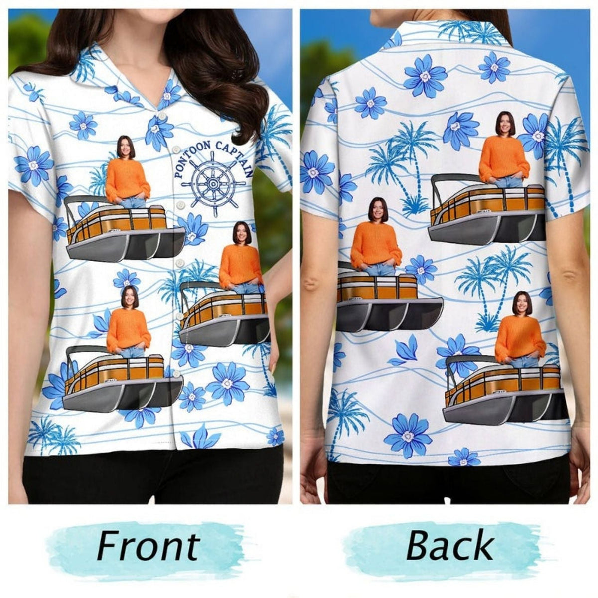 Tropical Boat Beach Vacation Custom Photo Boating Hawaiian Shirt For Beach Days And Outdoor Gatherings
