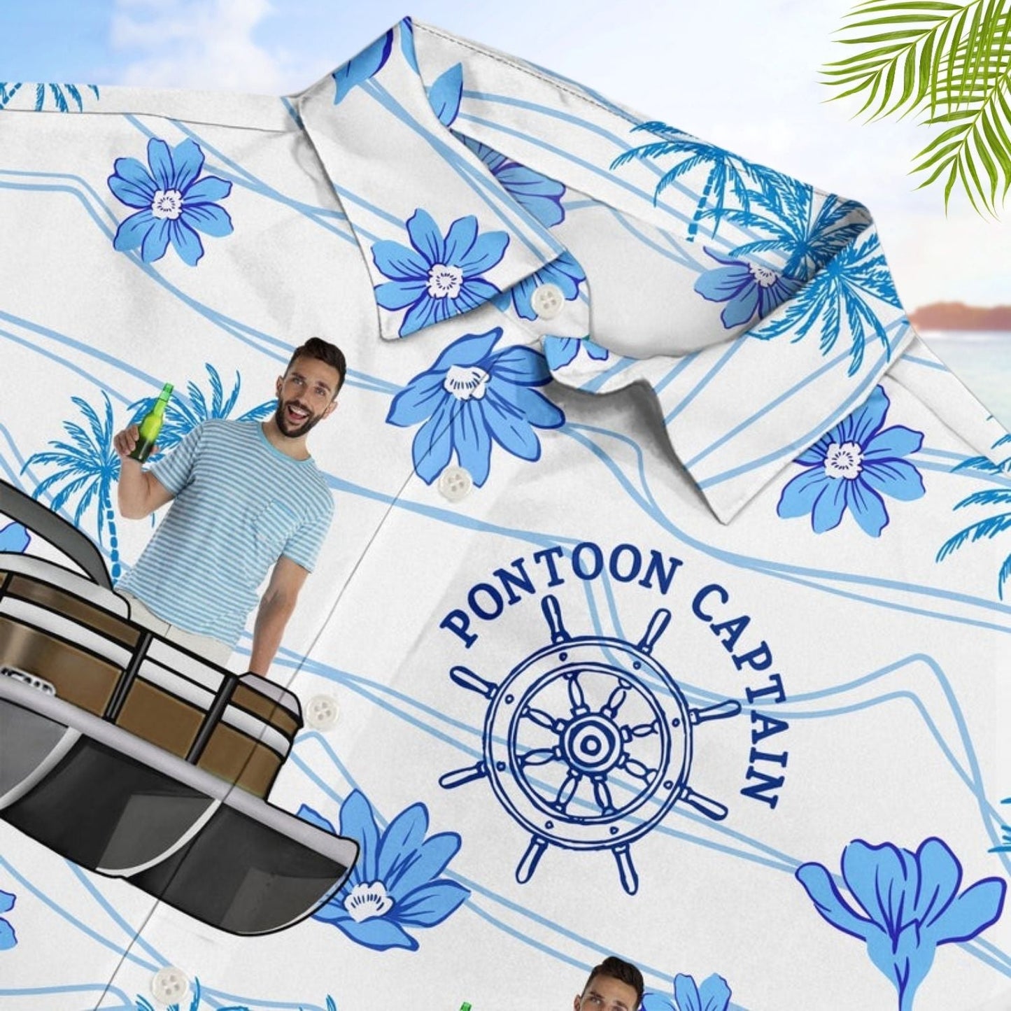 Tropical Boat Beach Vacation Custom Photo Boating Hawaiian Shirt For Beach Days And Outdoor Gatherings