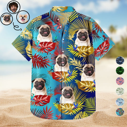 Tropical Funny Dog Beach Vacation Custom Photo Hawaiian Shirt For Resort Days And Thoughtful Gifting