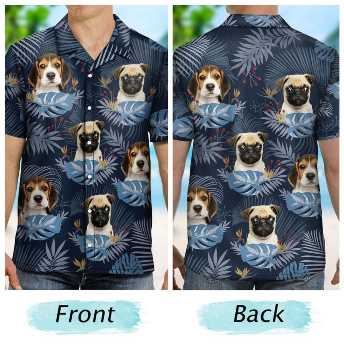 Tropical Funny Dog Beach Vacation Custom Photo Hawaiian Shirt For Resort Days And Thoughtful Gifting