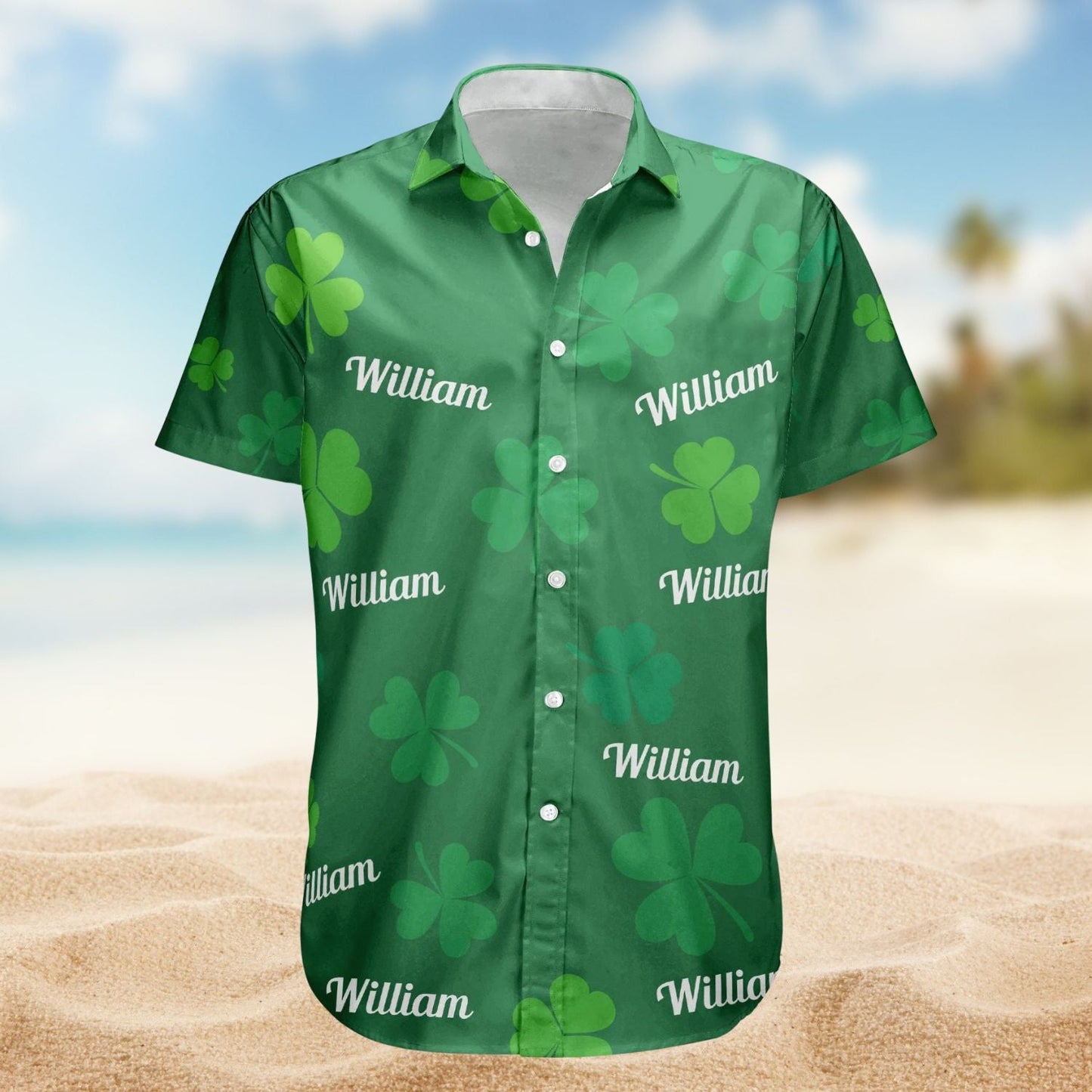 Vintage St Patrick's Day Irish Shamrock Aloha Hawaiian Shirt For Beach Days And Outdoor Gatherings