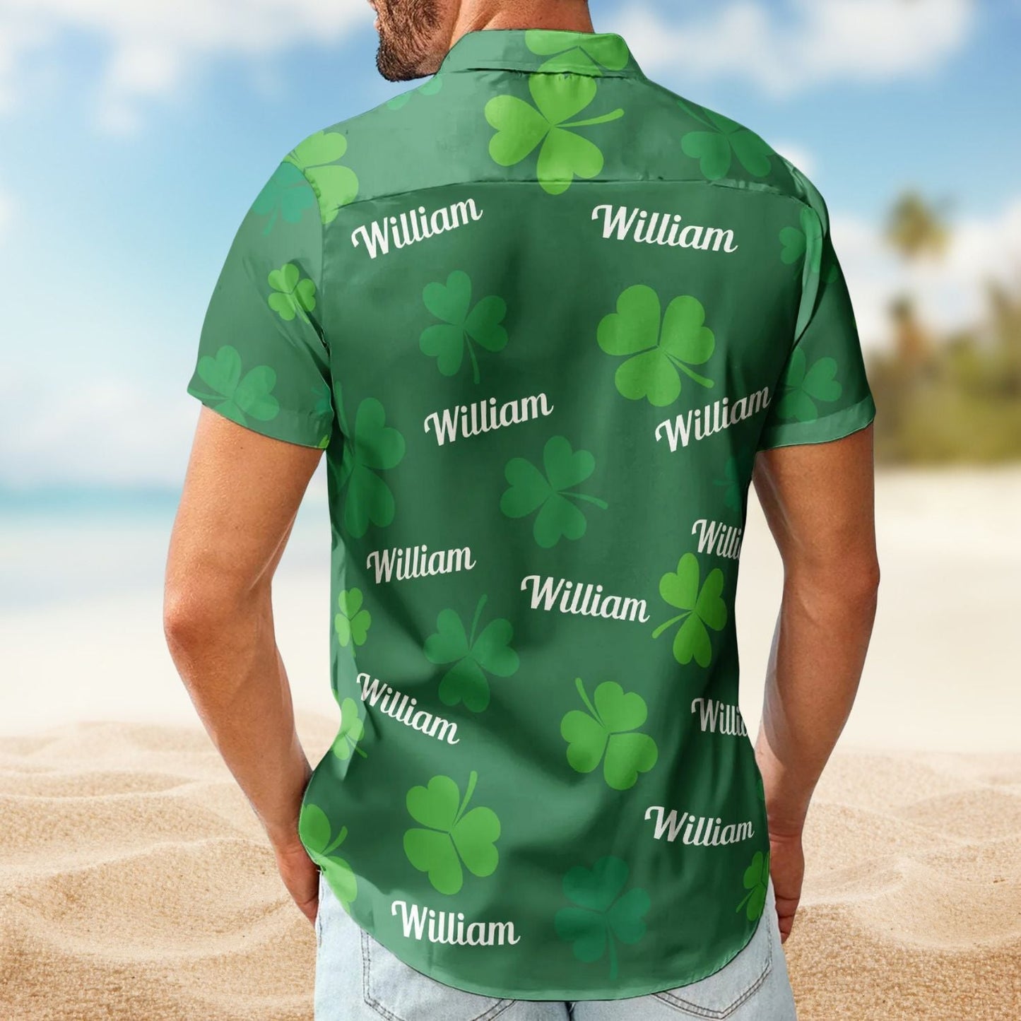 Vintage St Patrick's Day Irish Shamrock Aloha Hawaiian Shirt For Beach Days And Outdoor Gatherings