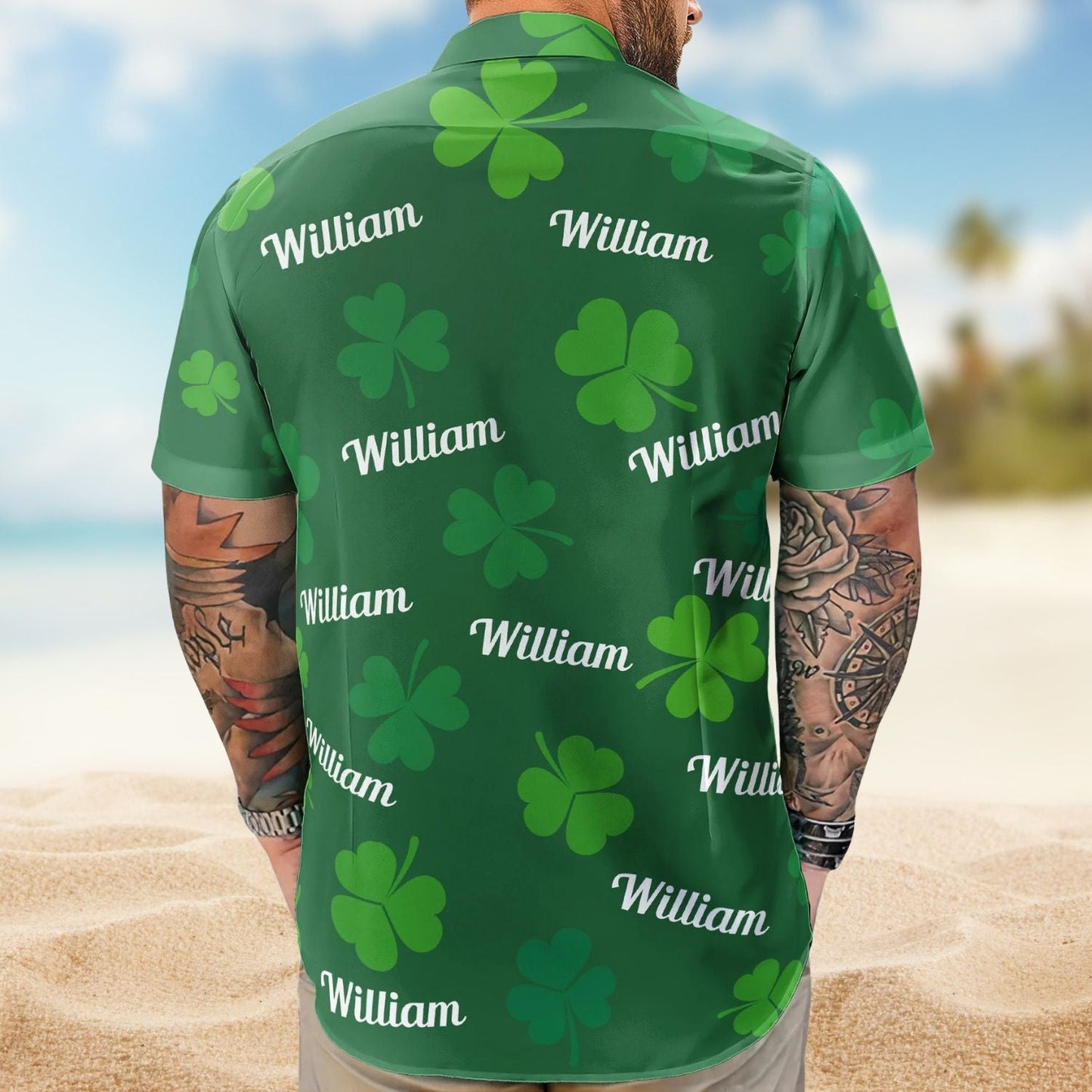 Vintage St Patrick's Day Irish Shamrock Aloha Hawaiian Shirt For Beach Days And Outdoor Gatherings