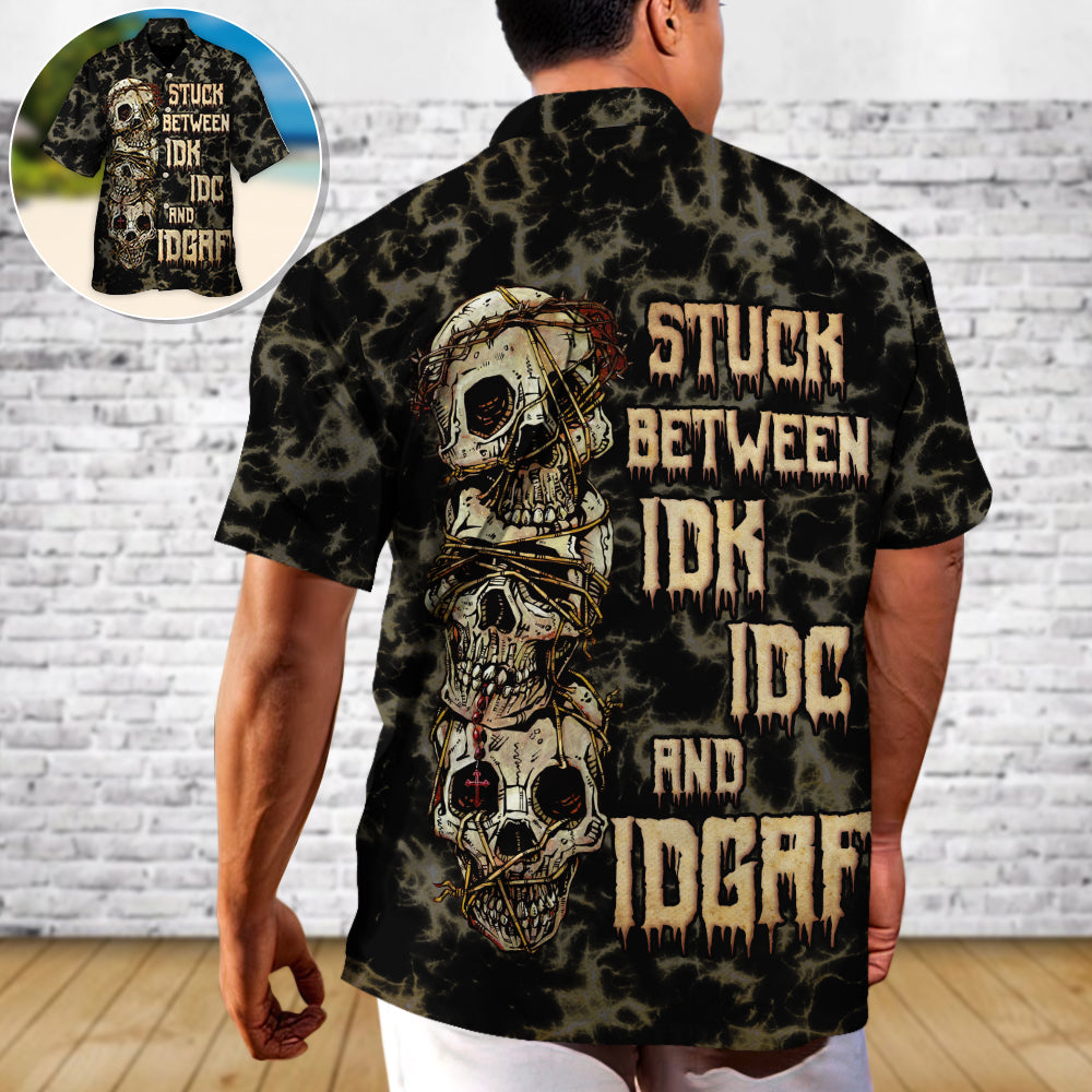 Gothic Skull Graphic Hawaiian Shirt Pattern Detail For Tropical Vacations