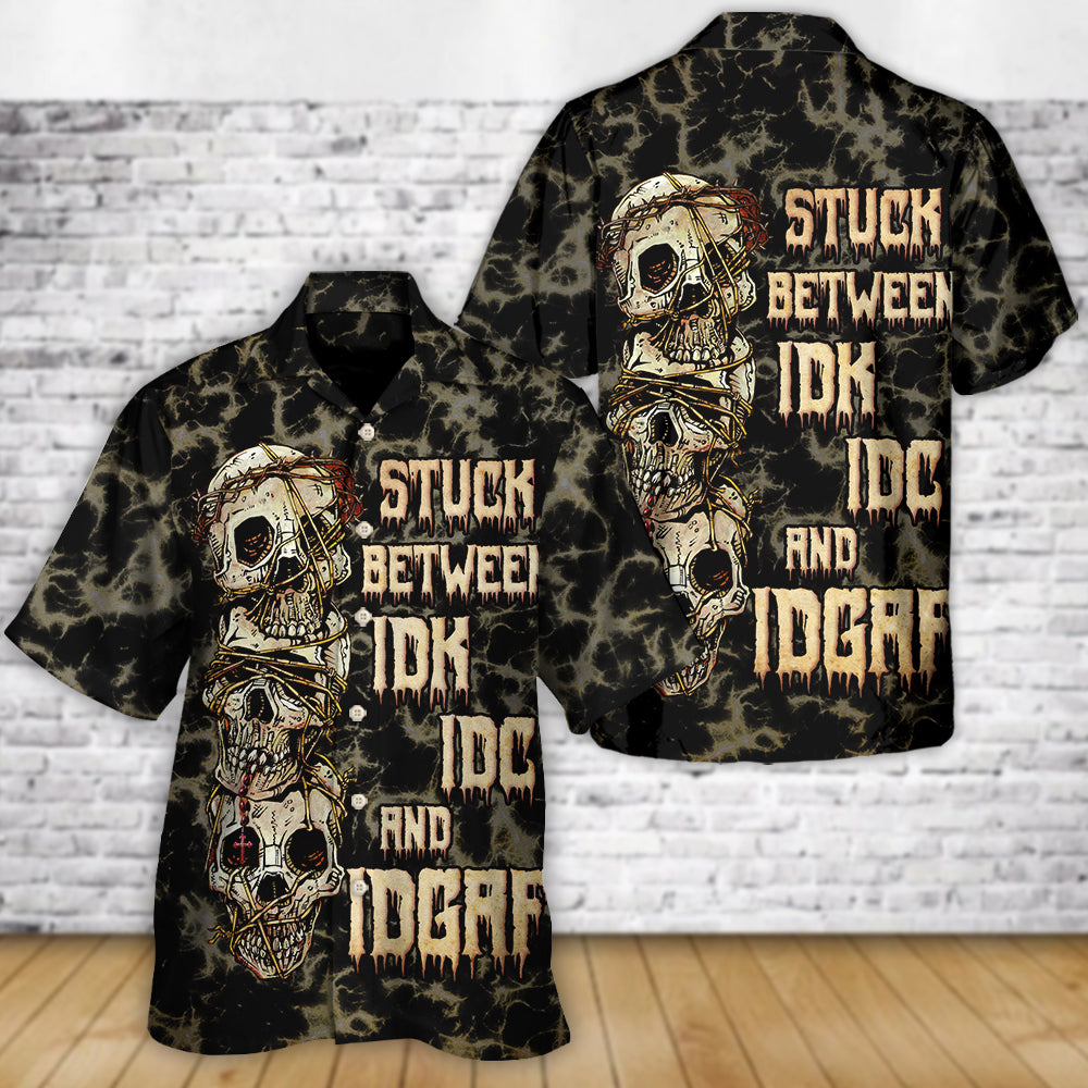 Gothic Skull Graphic Hawaiian Shirt Design View For Warm Weather Events