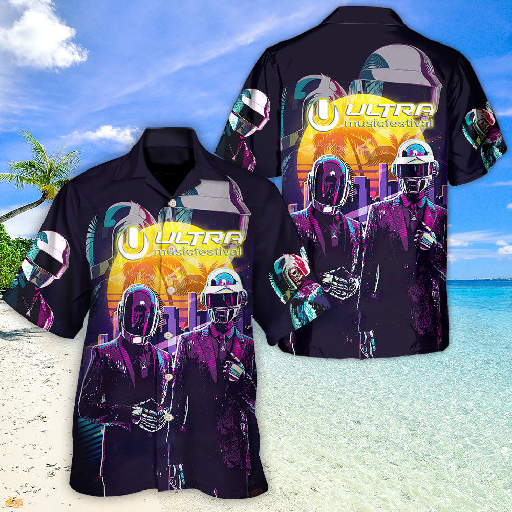 Neon Music Event Heartbeat Hawaiian Shirt Design View For Casual Summer Styling
