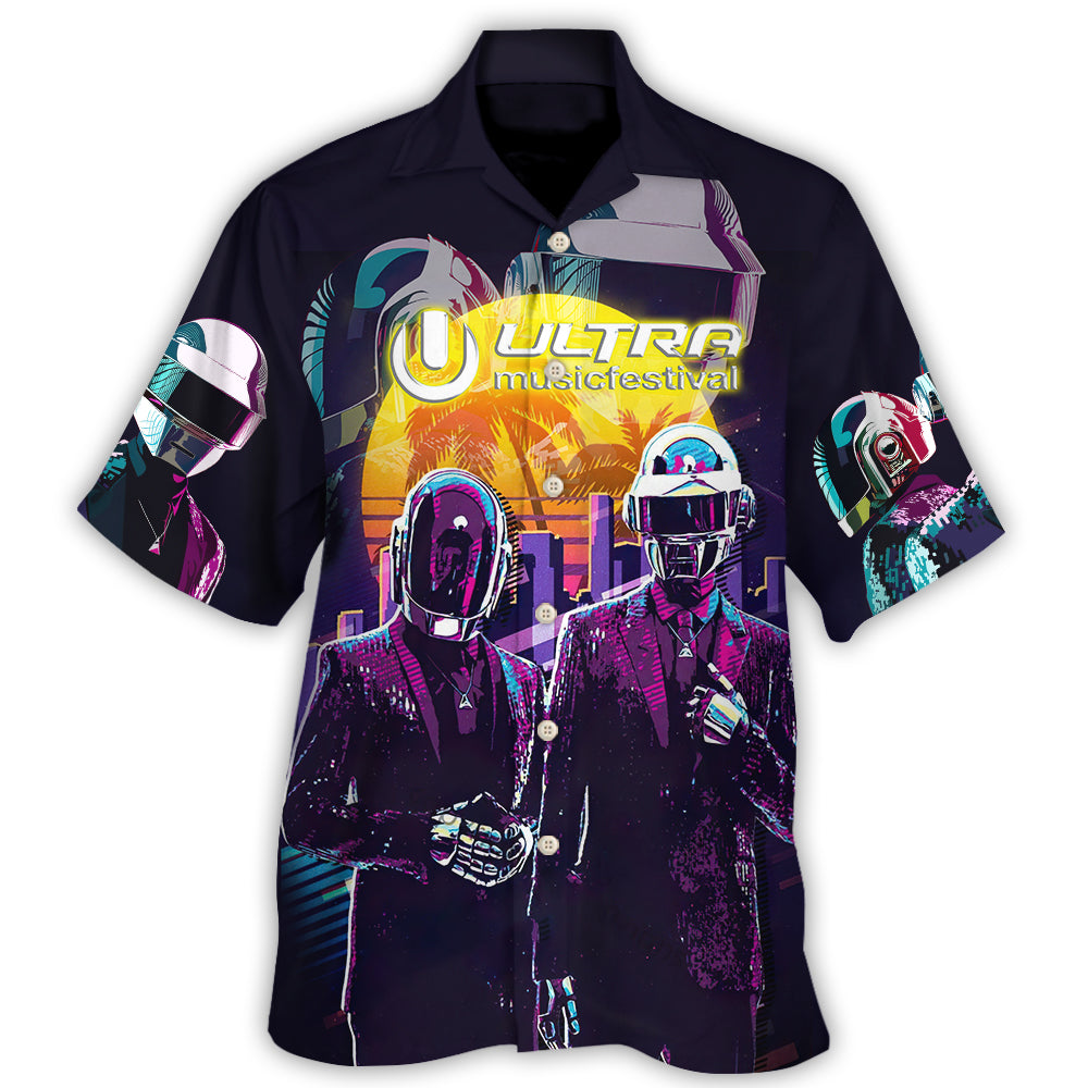 Neon Music Event Heartbeat Hawaiian Shirt Pattern View For Relaxed Warm Weather Outfits