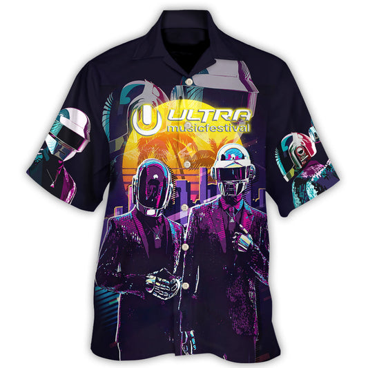 Neon Music Event Heartbeat Hawaiian Shirt Pattern View For Relaxed Warm Weather Outfits