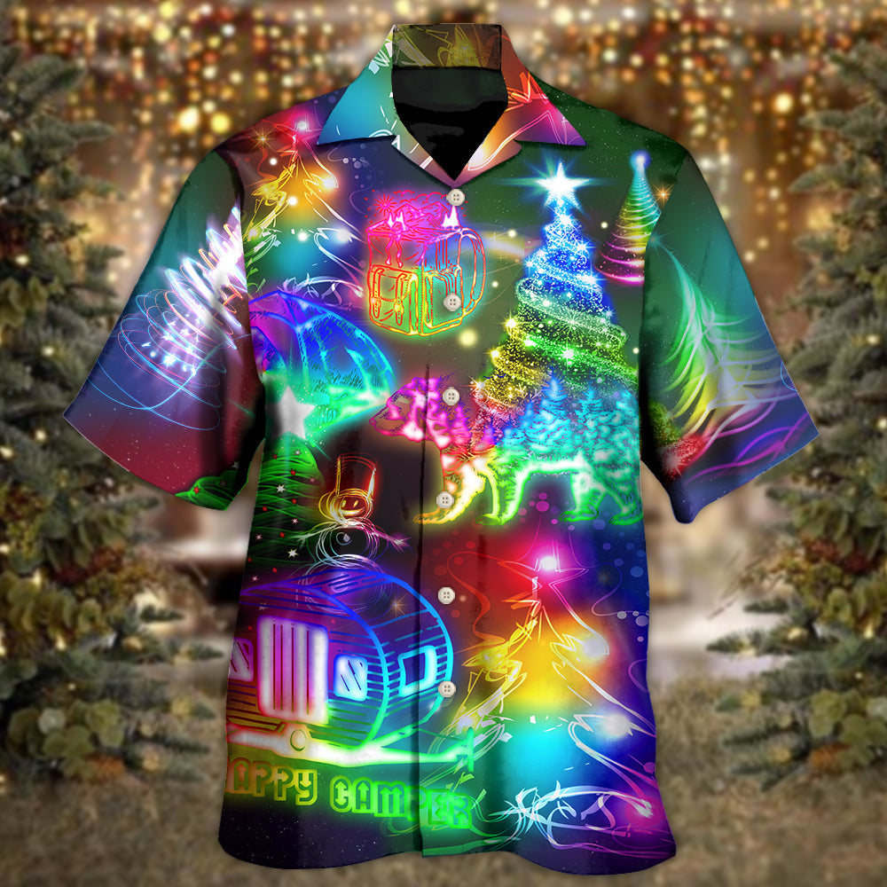 Happy Camping Christmas Everything Hawaiian Shirt Design Detail For Beach Days And Holiday Travel