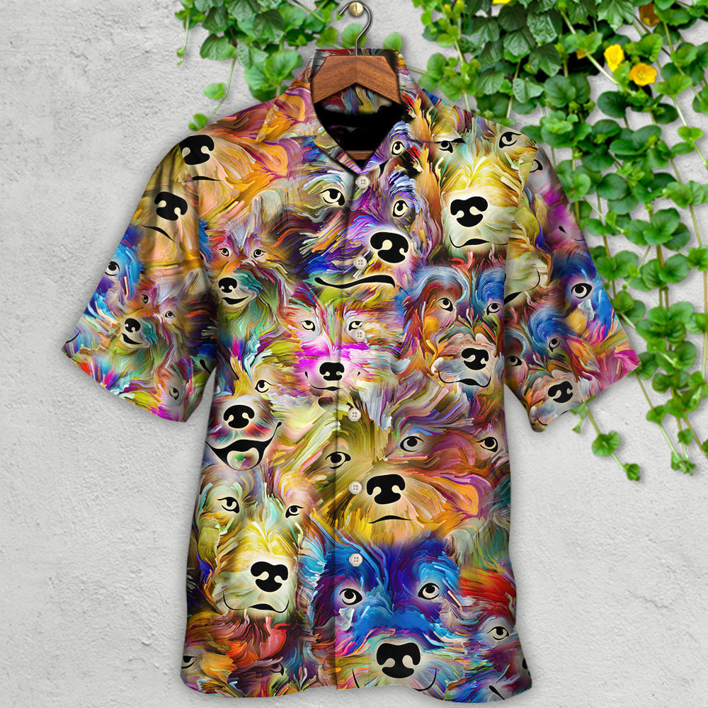 Watercolor Dog Memory Hawaiian Shirt Pattern View For Relaxed Warm Weather Outfits