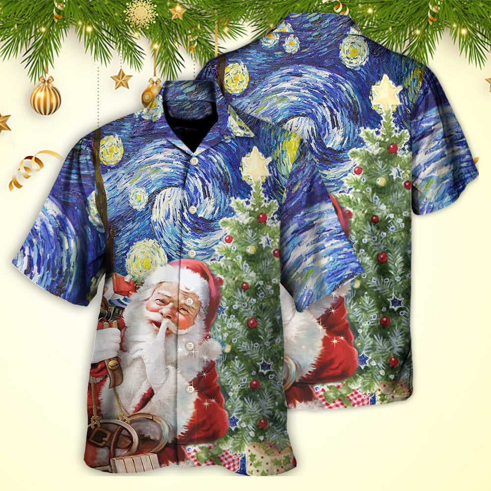Christmas Shhhhh Secret Gift Hawaiian Shirt Artwork View For Coastal Escapes And Resort Style