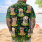 Funny Custom Pet Face St Patrick's Day Hawaiian Shirt For Holiday Getaways And Resort Trips
