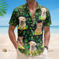 Funny Custom Pet Face St Patrick's Day Hawaiian Shirt For Holiday Getaways And Resort Trips