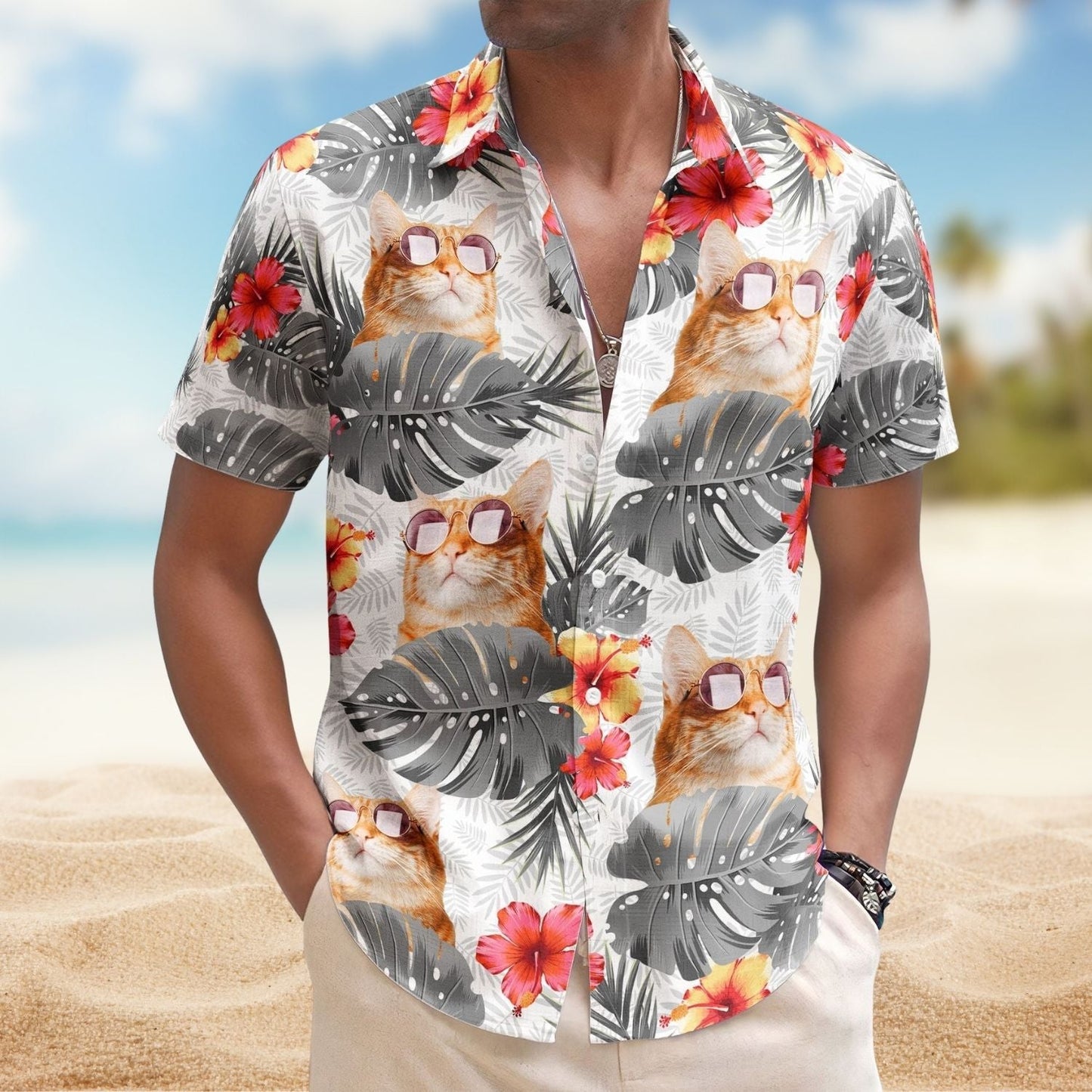 Tropical Funny Aloha Custom Face Photo Pet Hawaiian Shirt For Summer Vacation And Beach Travel