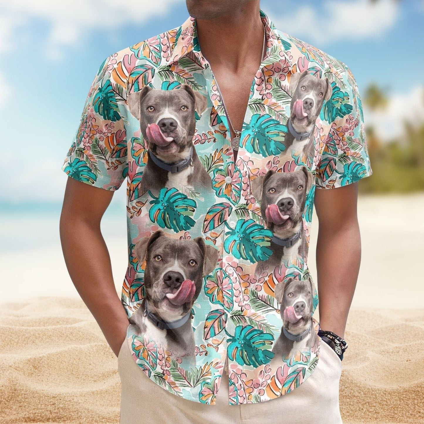 Tropical Funny Aloha Custom Face Photo Pet Hawaiian Shirt For Nature Lovers And Coastal Travel