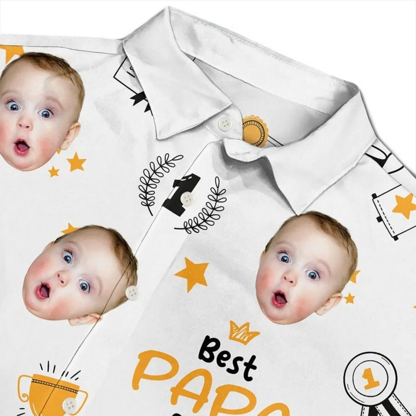 Custom Photo Papa Trophy Dad Personalized Gift Hawaiian Shirt For Personalized Vacation Style And Beach Travel