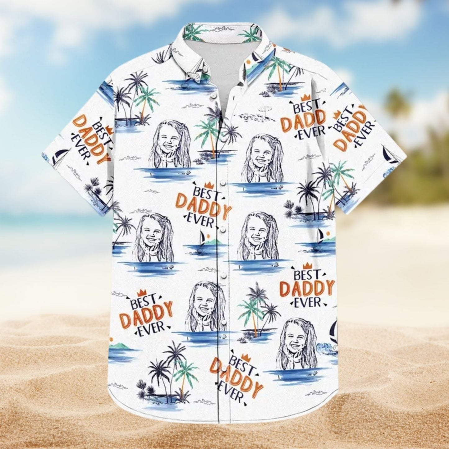 Pencil Drawing Dad Grandpa Custom Photo Personalized Hawaiian Shirt For Warm Weather Events And Casual Wear