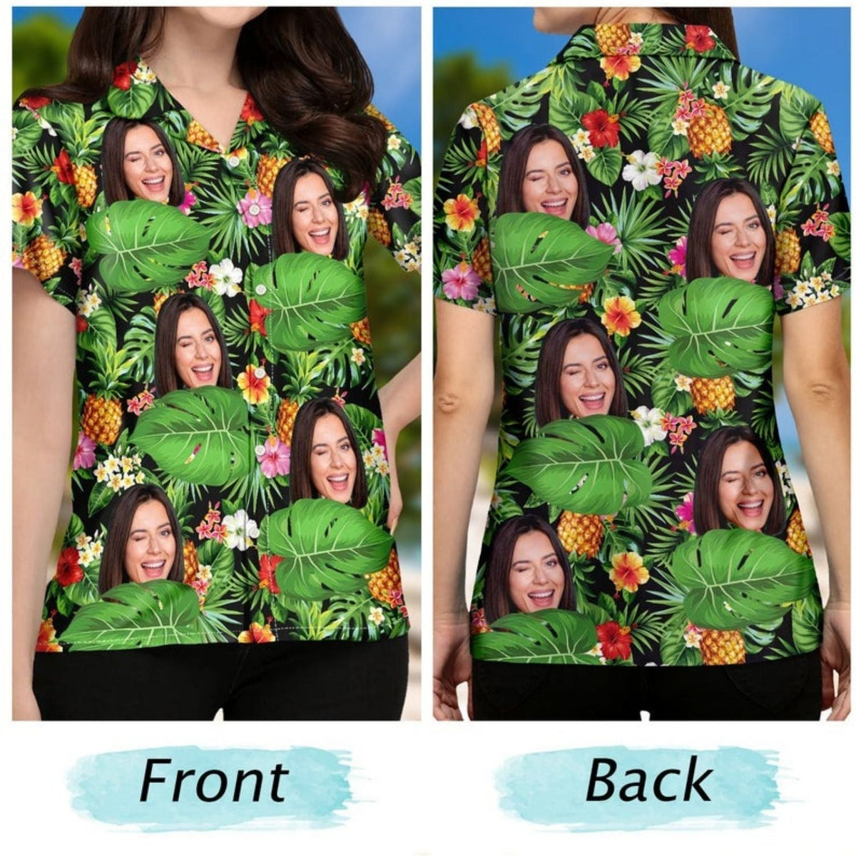 Tropical Funny Beach Vacation Custom Photo Family Hawaiian Shirt For Coastal Travel And Summer Outings