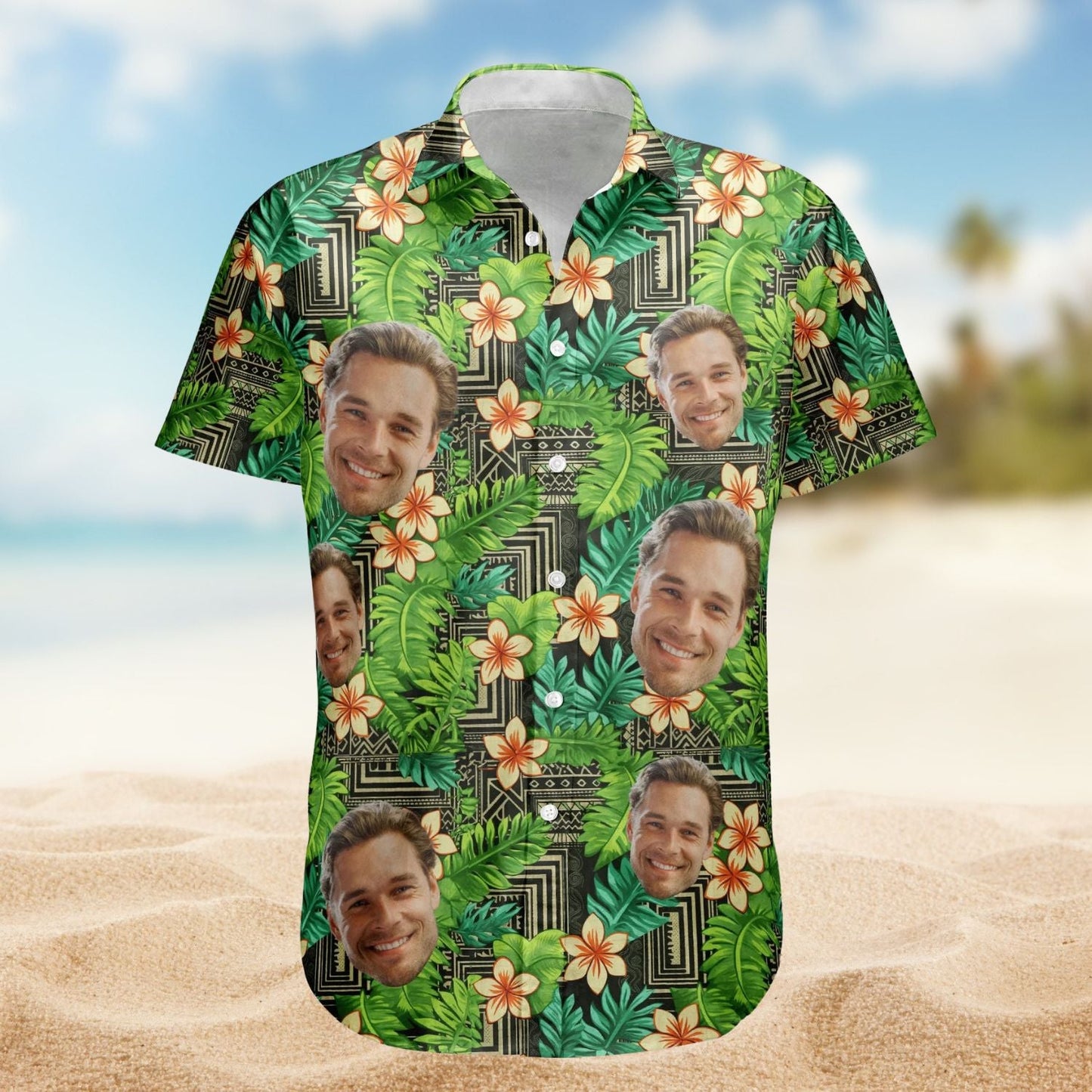 Tropical Kapa Hawaiian Aloha Custom Face Photo Hawaiian Shirt For Coastal Travel And Summer Outings