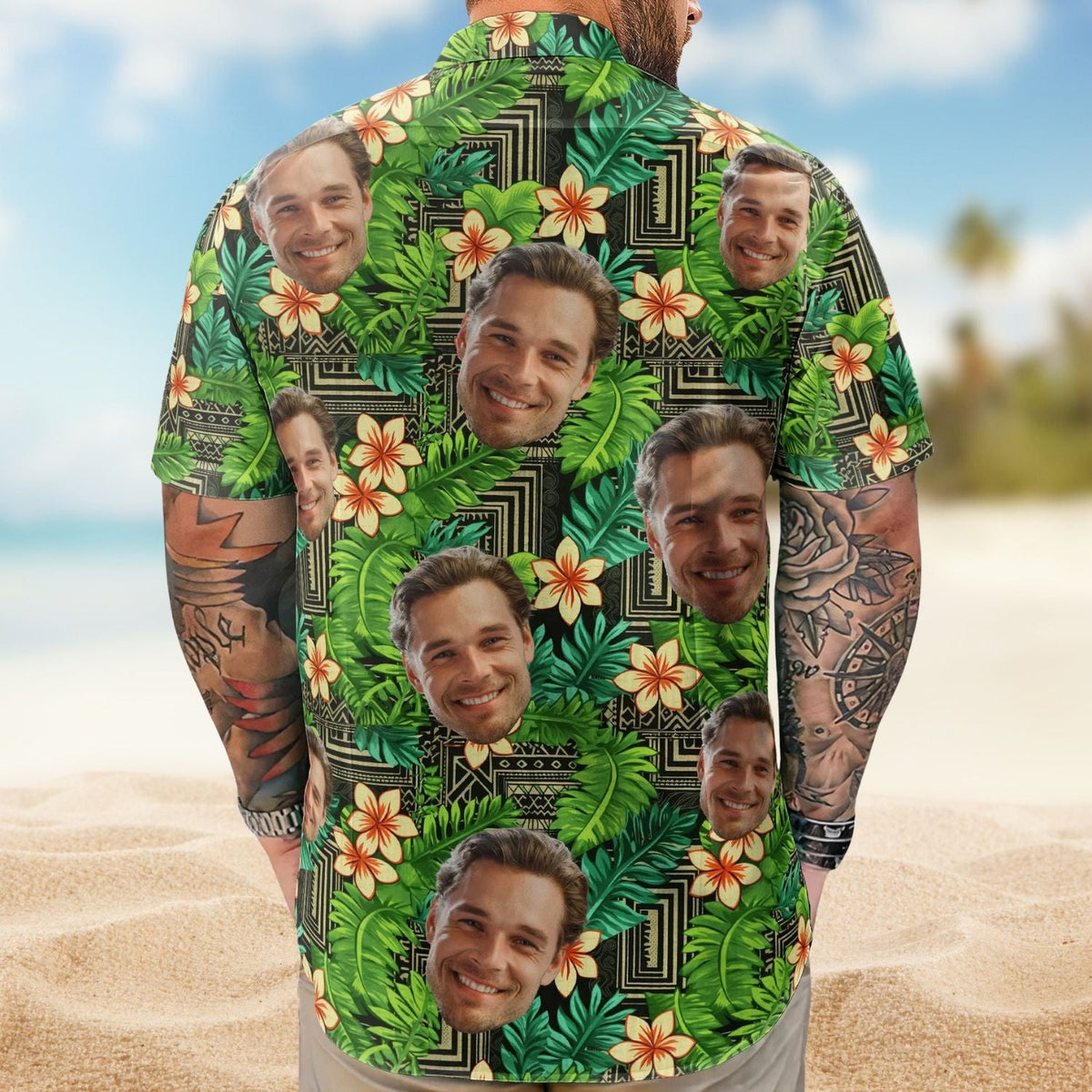 Tropical Kapa Hawaiian Aloha Custom Face Photo Hawaiian Shirt For Coastal Travel And Summer Outings
