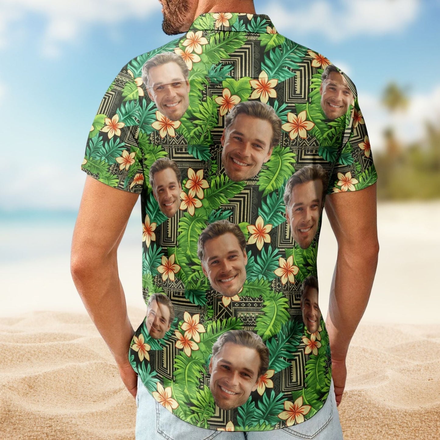 Tropical Kapa Hawaiian Aloha Custom Face Photo Hawaiian Shirt For Coastal Travel And Summer Outings