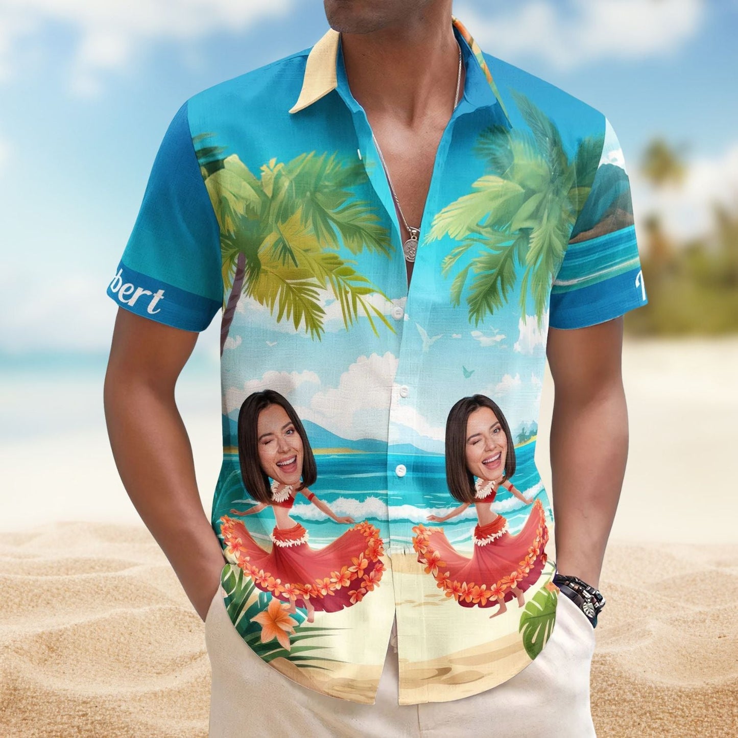 Funny Custom Face Hula Dance Gift Men Hawaiian Shirt For Tropical Holidays, Resort Trips, And Comfortable Summer Outings