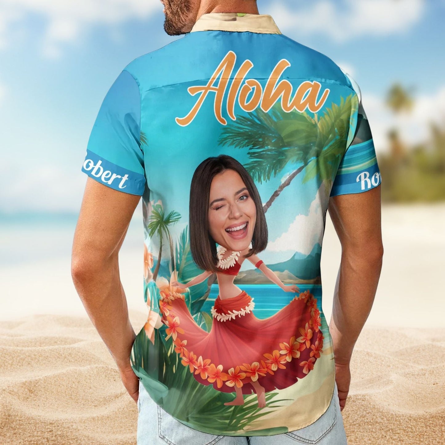 Funny Custom Face Hula Dance Gift Men Hawaiian Shirt For Tropical Holidays, Resort Trips, And Comfortable Summer Outings