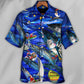 Blue Fishing Ocean Christmas Hawaiian Shirt For Summer Vacation And Beach Travel