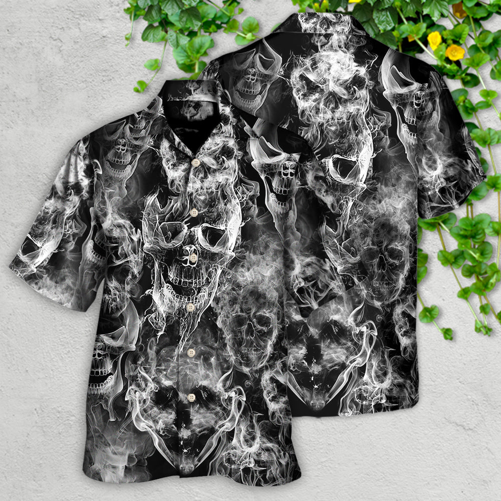 Skull Smoke Kill Hawaiian Shirt Artwork View For Coastal Escapes And Resort Style