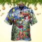 Christmas Gift Train Arrives Wharf Hawaiian Shirt Design Detail For Beach Days And Holiday Travel
